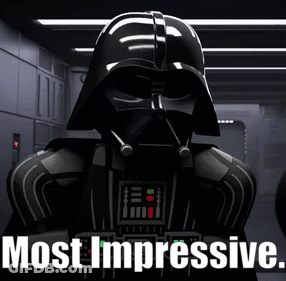 A Picture Of Darth Vader With The Words Most Impressive Above Him GIF