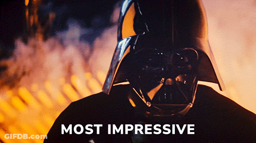 A Picture Of Darth Vader With The Words Most Impressive Written Below Him GIF