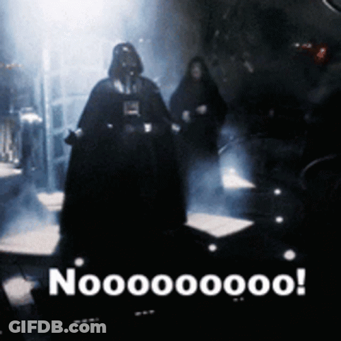 A Picture Of Darth Vader With The Words Nooo On It GIF