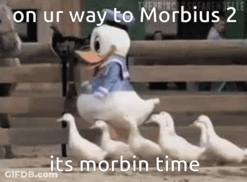 A Picture Of Donald Duck And Ducklings With The Caption " On Ur Way To Morbidus 2 Its Morbid Time " GIF