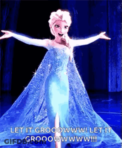 A Picture Of Elsa From The Movie Frozen With Her Arms Outstretched GIF