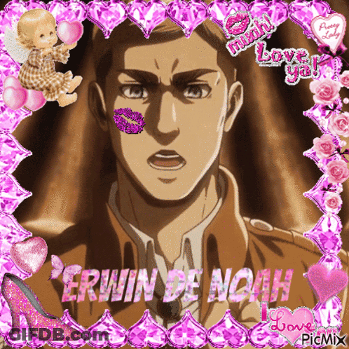 A Picture Of Erwin De Noah With A Pink Frame GIF