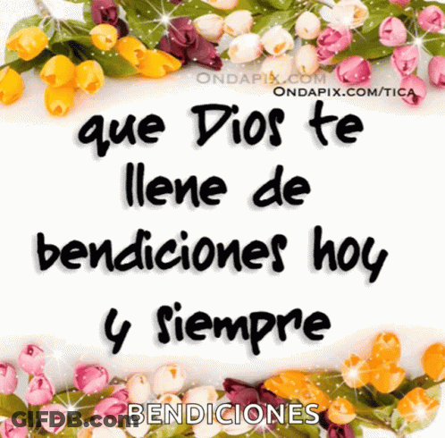 A Picture Of Flowers And The Words Que Dios Te Llene De Bendiciones Hoy Y Siempre Bendiciones GIF