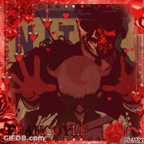 A Picture Of Francoyle Is Surrounded By Red Hearts GIF