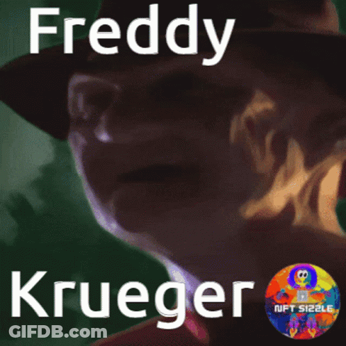 A Picture Of Freddy Krueger With A Nft Sizzle Logo GIF
