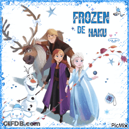 A Picture Of Frozen Characters With The Words Frozen De Haku On The Bottom GIF