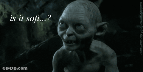 A Picture Of Gollum With The Words " Is It Juicy " Below Him GIF