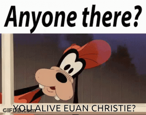 A Picture Of Goofy Asking If Anyone Is There GIF