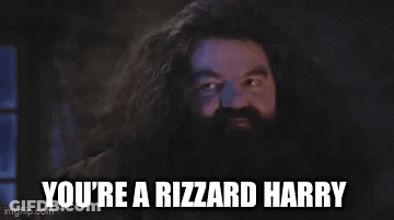 A Picture Of Harry Potter With The Words You 'Re A Rizzard Harry GIF