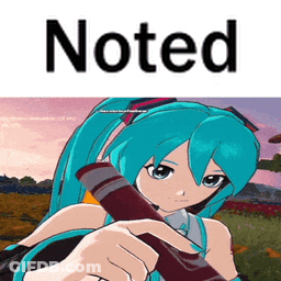 A Picture Of Hatsune Miku Holding A Guitar With The Words Noted Above Her GIF