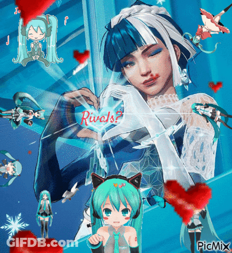 A Picture Of Hatsune Miku With The Words Rivals On It GIF