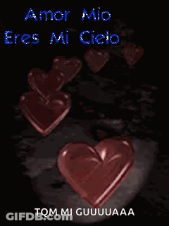 A Picture Of Hearts With The Words Amor Mio Eres Mi Cielo GIF