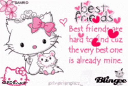A Picture Of Hello Kitty With A Quote About Best Friends GIF