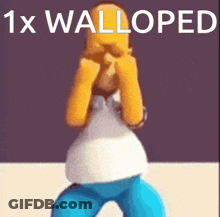 A Picture Of Homer Simpson With The Words 1X Walloped On The Bottom GIF