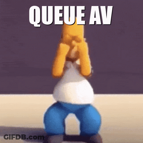 A Picture Of Homer Simpson With The Words " Queue Av " Written Above Him GIF