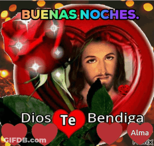 A Picture Of Jesus In A Heart With The Words Buenas Noches GIF