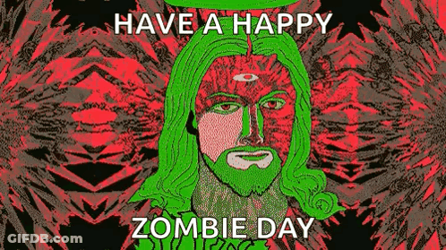 A Picture Of Jesus With Green Hair And A Third Eye On A Colorful Background . GIF