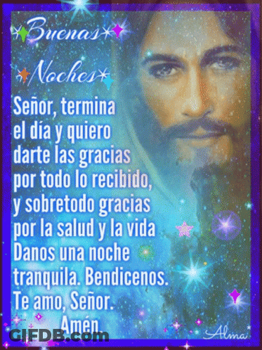 A Picture Of Jesus With The Words Buenas Noches GIF