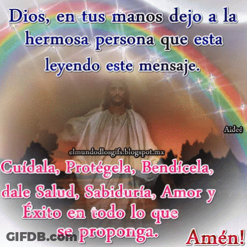 A Picture Of Jesus With The Words Dios En Tus Manos Dejo A La Hermosa Persona Que Esta Leyendo Este Mensaje On The Botto GIF
