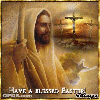 A Picture Of Jesus With The Words Have A Blessed Easter Written On It GIF