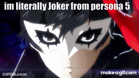 A Picture Of Joker From Persona 5 With A Make A Gif.com Link GIF