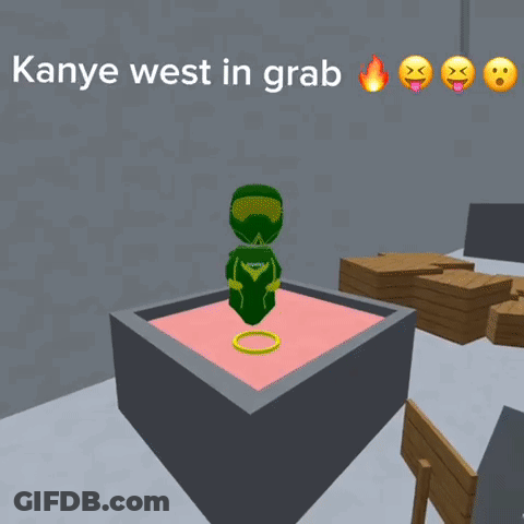 A Picture Of Kanye West In Grab With Flames And Smiley Faces GIF