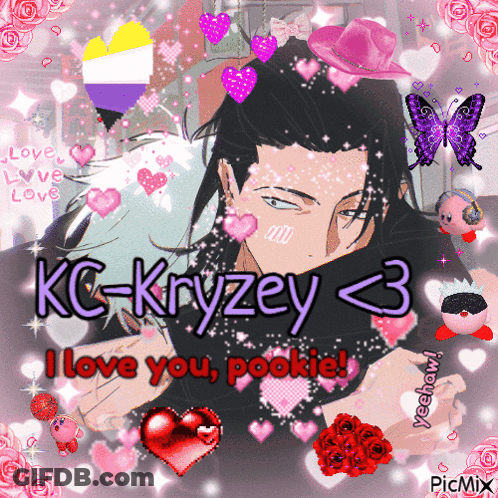A Picture Of Kc-Kryzey < 3 With Hearts And Butterflies GIF