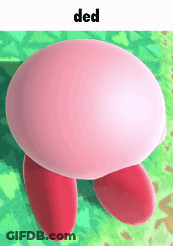 A Picture Of Kirby With The Word Ded Above Him GIF