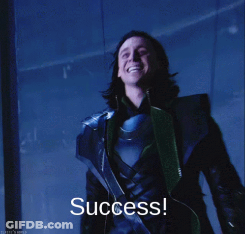 A Picture Of Loki With The Words Success Written On It GIF