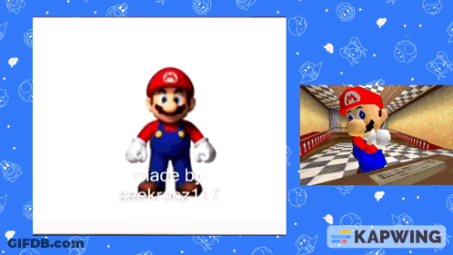 A Picture Of Mario Next To A Picture Of Mario In A Game GIF