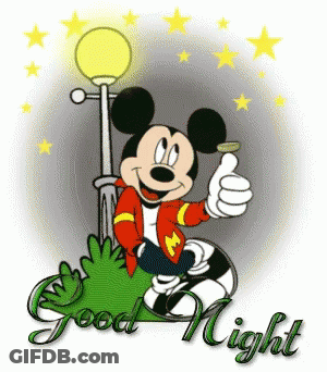 A Picture Of Mickey Mouse Giving A Thumbs Up And The Words Good Night GIF
