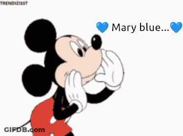 A Picture Of Mickey Mouse Saying I Love Mary Blue GIF