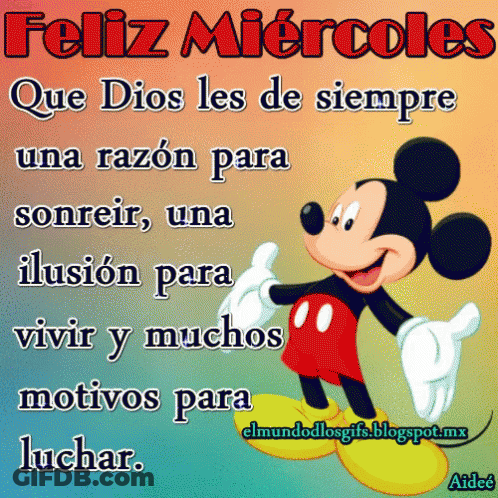 A Picture Of Mickey Mouse With A Quote In Spanish GIF