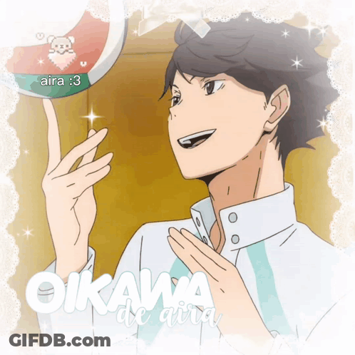 A Picture Of Oikawa De Aira With A Volleyball GIF