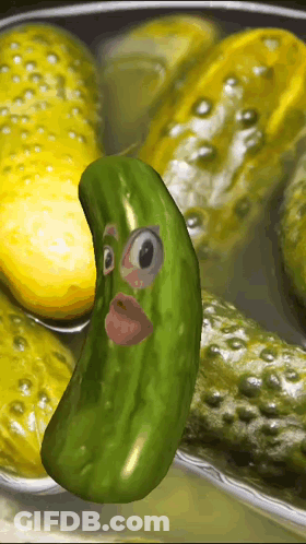 A Picture Of Pickles With A Pickle With A Face GIF