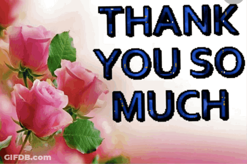 A Picture Of Pink Roses With The Words Thank You So Much GIF