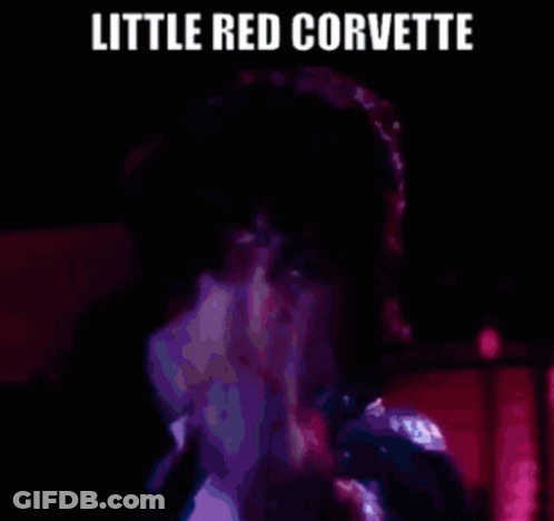 A Picture Of Prince With The Words Little Red Corvette GIF