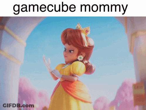 A Picture Of Princess Daisy With The Words Gamecube Mommy Above Her GIF