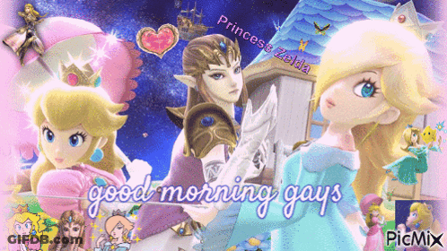 A Picture Of Princess Zelda And Rosalina Saying Good Morning GIF