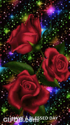 A Picture Of Red Roses With The Words Have A Blessed Day GIF