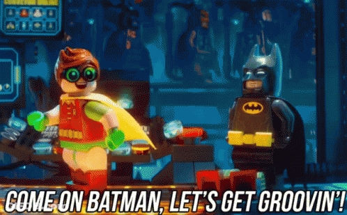 A Picture Of Robin And Batman With The Words Come On Batman Let 'S Get Groovin ' On The Bottom GIF