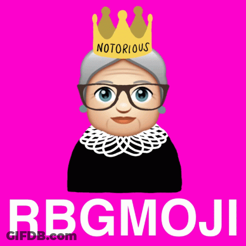 A Picture Of Ruth Bader Ginsburg Wearing A Crown With The Words Notorious On It GIF