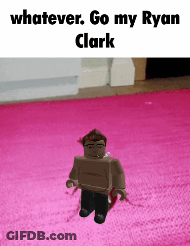 A Picture Of Ryan Clark On A Pink Rug With The Caption " Whatever Go My Ryan Clark " GIF
