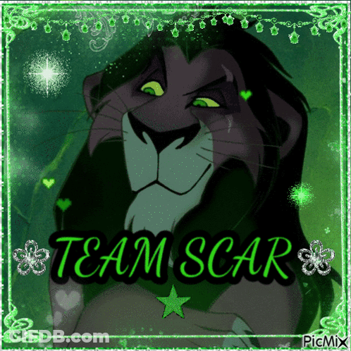 A Picture Of Scar From The Lion King With The Words Team Scar GIF