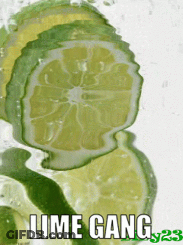 A Picture Of Sliced Limes With The Caption Lime Gang GIF