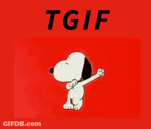 A Picture Of Snoopy Dancing With The Words Tgif Below Him GIF