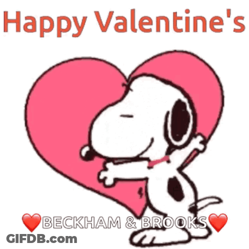 A Picture Of Snoopy Hugging A Heart With The Words Happy Valentine 'S Beckham & Brooks GIF