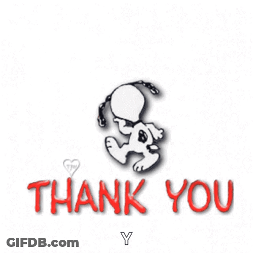 A Picture Of Snoopy Saying Thank You With Red Hearts Around Him GIF