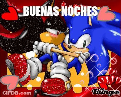 A Picture Of Sonic And Shadow Kissing With The Words Buenas Noches In The Background GIF