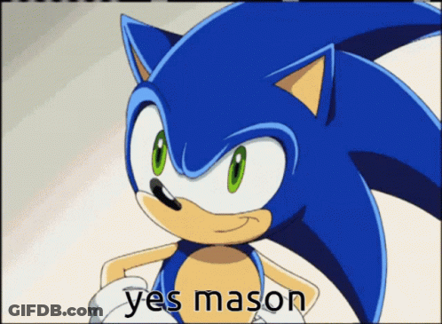 A Picture Of Sonic The Hedgehog With The Words Yes Mason Above Him GIF